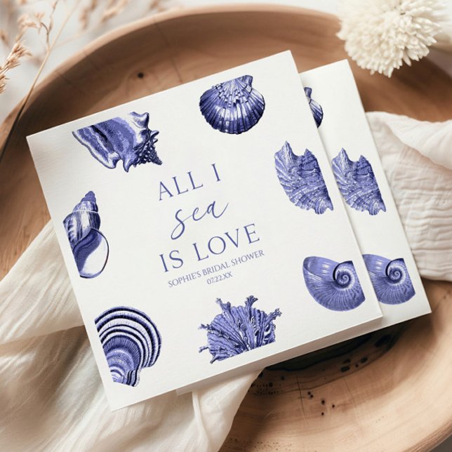 All I Sea Is Love Elegant Seashells Bridal Shower  Napkin (Creator Uploaded)