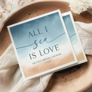 All I Sea Is Love Ocean Beach Shore Bridal Shower Napkin