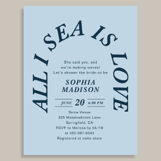 All I Sea Is Love Retro Arch Bridal Shower Invitation Postcard