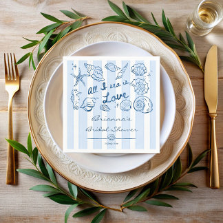 All I sea is love seashells bridal shower custom Napkin
