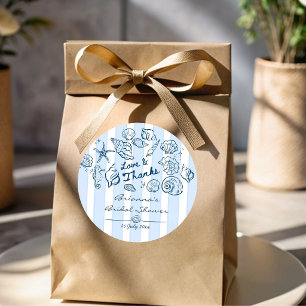 All I sea is love seashells bridal shower favor Classic Round Sticker