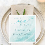 All I Sea Is Love Teal Ocean Beach Bridal Shower Napkin<br><div class="desc">All I Sea Is Love Ocean Beach Teal Bridal Shower Napkins - Tropical Beach Themed Bridal Shower Decor - A simple and minimalist ocean themed bridal shower design with teal ocean wave and water spray. Perfect for a beach themed bridal shower, tropical paradise bridal shower, or destination wedding bridal shower....</div>