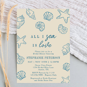 All I Sea Is Love Whimsical Beach Bridal Shower Invitation