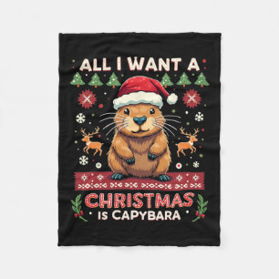 All I Want A Christmas Is Capybara Christmas Capyb Fleece Blanket