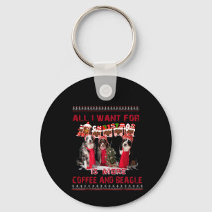 All I Want Beagle And Coffee In Christmas Event Keychain
