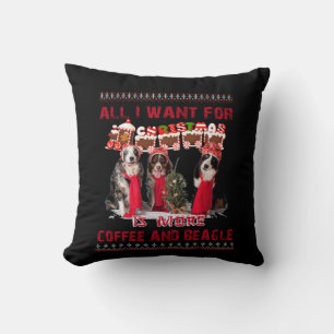 All I Want Beagle And Coffee In Christmas Event Throw Pillow