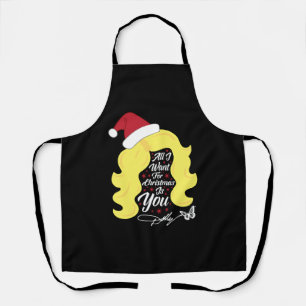 All I Want Christmas Dolly Wig Apron