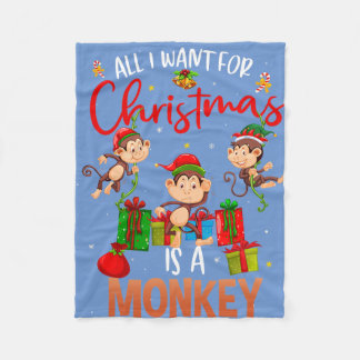 all i want christmas is a monkey fleece blanket