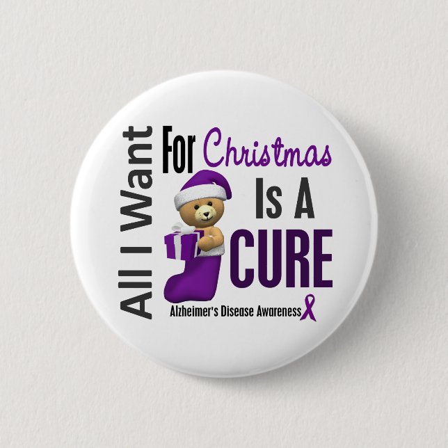All I Want For Christmas Alzheimer's Disease 2 Inch Round Button (Front)