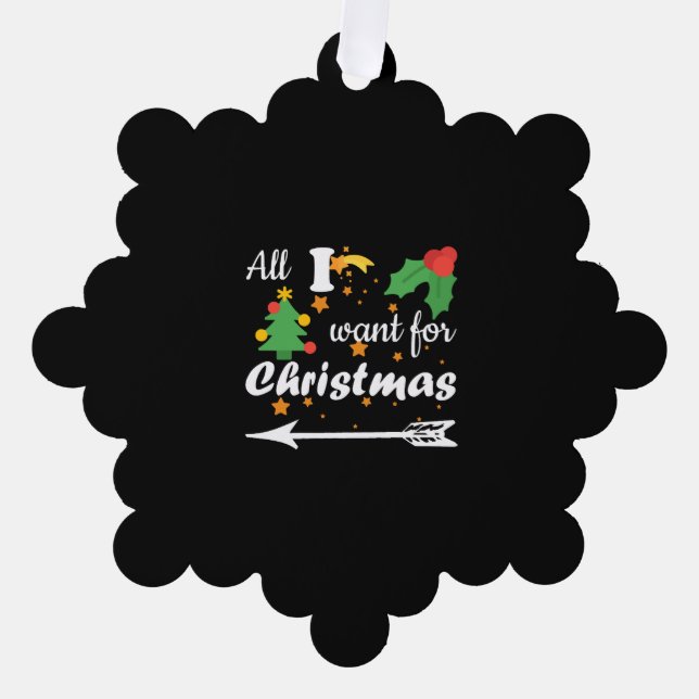 All i want for Christmas  Couple Shirt Ornament Card (Front)