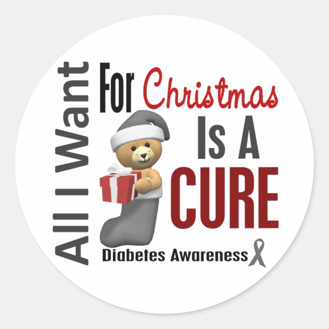 All I Want For Christmas Diabetes Classic Round Sticker (Front)