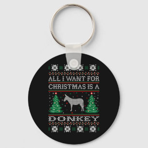 All I Want For Christmas Donkey Ugly Sweater Keychain
