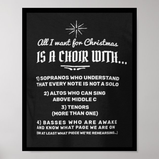 ‘All I want for Christmas’ funny Choir msg poster (Front)