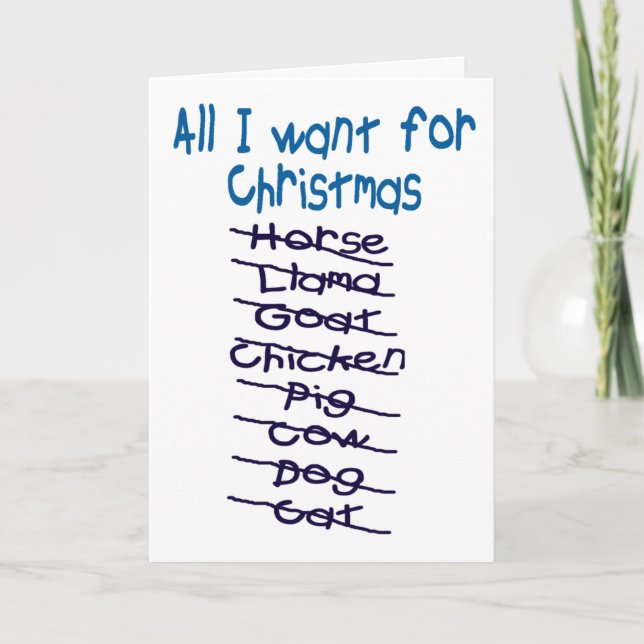 ALL I WANT FOR CHRISTMAS HOLIDAY CARD (Front)