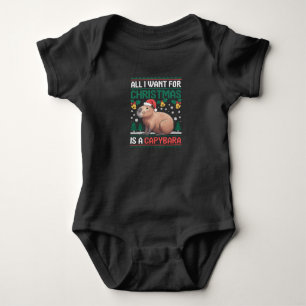 All I Want For Christmas Is A Capybara Animal Gift Baby Bodysuit