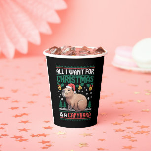 All I Want For Christmas Is A Capybara Animal Gift Paper Cups