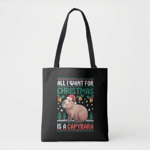 All I Want For Christmas Is A Capybara Animal Gift Tote Bag
