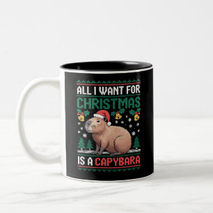 All I Want For Christmas Is A Capybara Animal Gift Two-Tone Coffee Mug