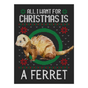All I want for Christmas is a ferret ugly xmas swe Poster