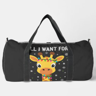 All I Want For Christmas Is A Giraffe Animal Ugly Duffle Bag