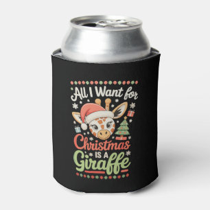 All I Want For Christmas Is A Giraffe Santa Hat Can Cooler