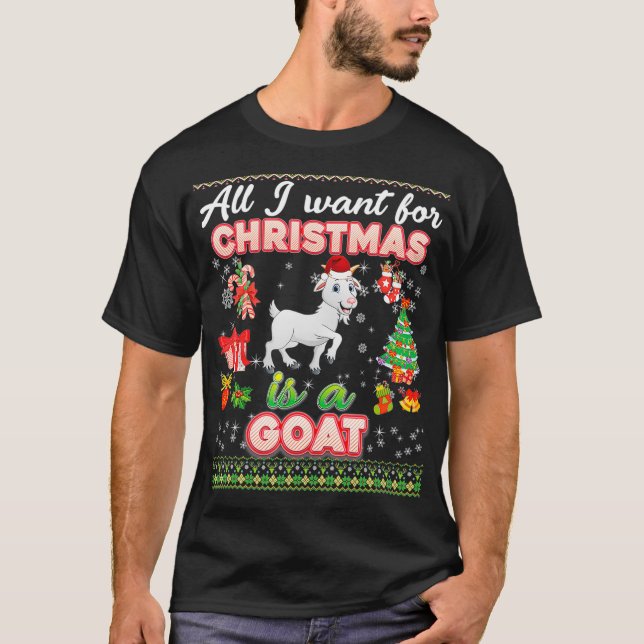All I Want For Christmas Is A Goat Ugly Sweater Fa (Front)