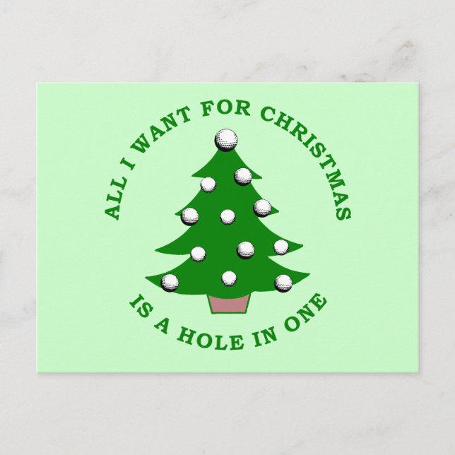All I Want For Christmas Is A Hole In One Holiday Postcard (Front)