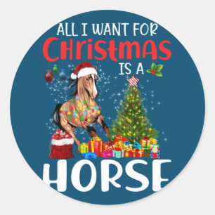 All I Want For Christmas Is A Horse Funny Horse Classic Round Sticker