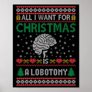 All I Want For Christmas Is A Lobotomy Ugly Men Ch Poster