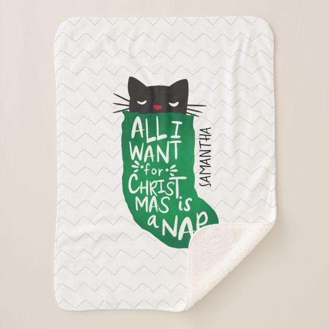 All I Want for Christmas is a Nap Sherpa Blanket (Front)