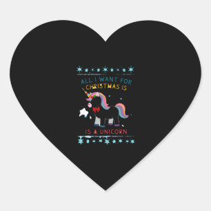 All I Want For Christmas Is A Unicorn Ugly Sweater Heart Sticker