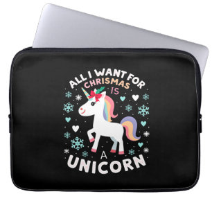 All I Want For Christmas Is A Unicorn Ugly Sweater Laptop Sleeve
