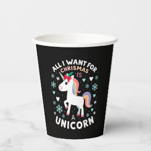 All I Want For Christmas Is A Unicorn Ugly Sweater Paper Cups