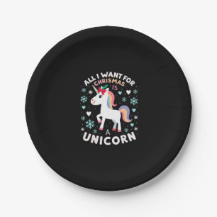 All I Want For Christmas Is A Unicorn Ugly Sweater Paper Plate