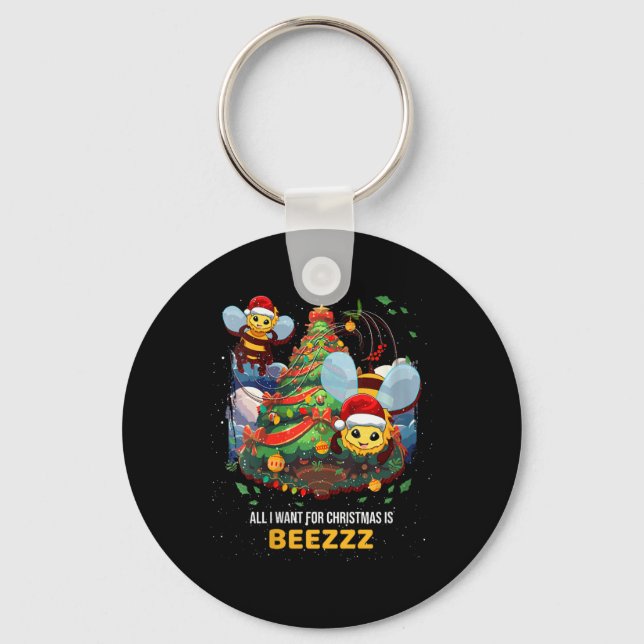 All I Want For Christmas Is Beezzz Honey Bee Beeke Keychain (Front)