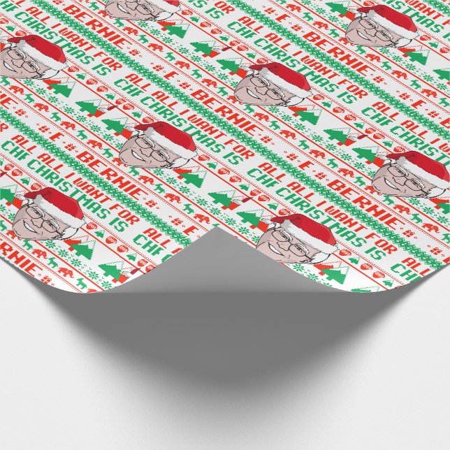 All I want for Christmas is Bernie Sanders Wrapping Paper (Corner)