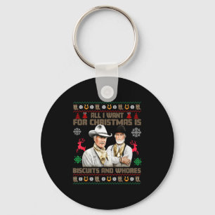 All I Want For Christmas Is Biscuits Funny Ugly Ch Keychain
