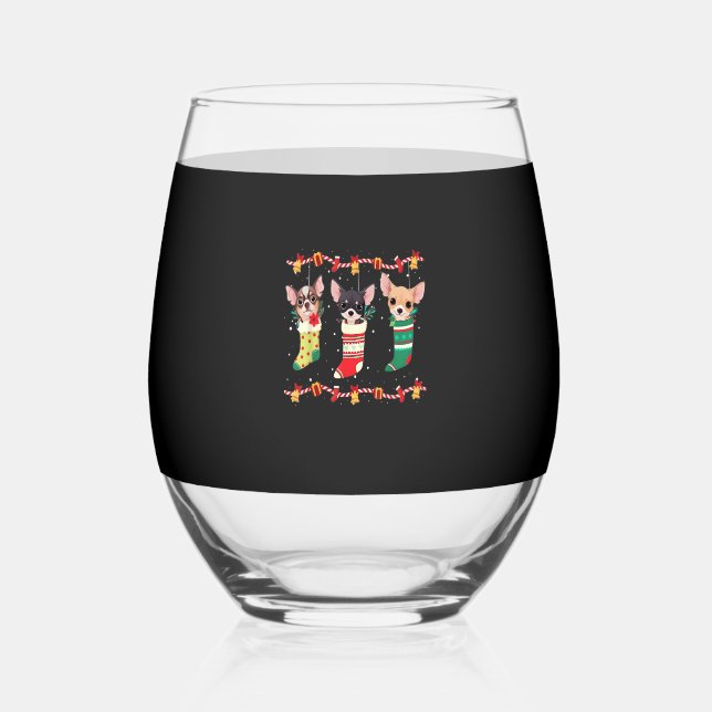 All I Want for Christmas is Dog Funny Holiday Gift Stemless Wine Glass (Front)