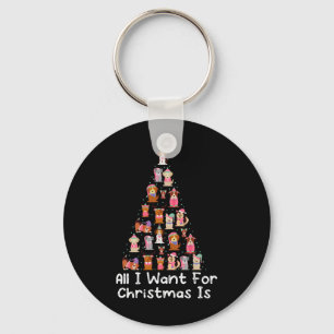 All I Want For Christmas Is Dogs Xmas Tree Funny  Keychain