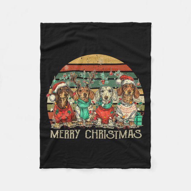 All I Want For Christmas Is More Dachshunds Ugly X Fleece Blanket (Front)