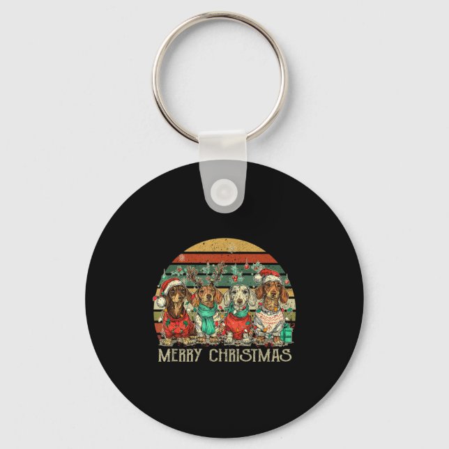 All I Want For Christmas Is More Dachshunds Ugly X Keychain (Front)