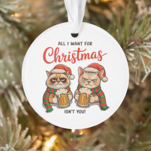 All I Want For Christmas Isn’t You Angry Cats Xmas Ornament