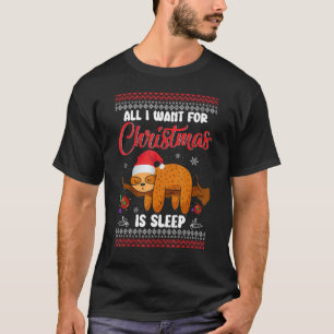 All I Want For Xmas Is Sleep  Sloth Boys Girls Kid T-Shirt