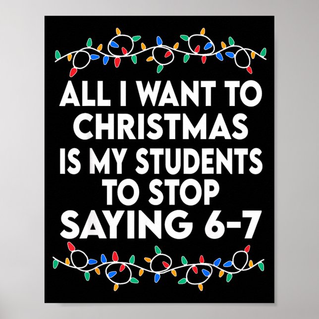 All I Want To Christmas 6 7 67 Six Seven Funny Tea Poster (Front)