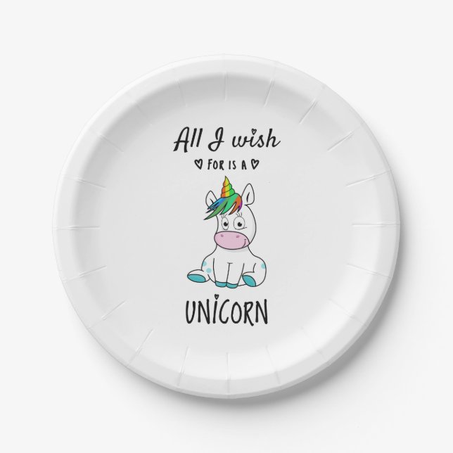 All I wish for is a Unicorn Paper Plate (Front)