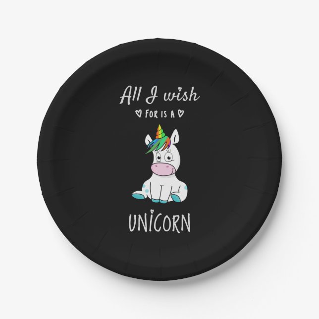 All I wish for is a Unicorn Paper Plate (Front)