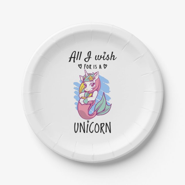All I wish for is a Unicorn Paper Plate (Front)