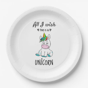 All I wish for is a Unicorn Paper Plate