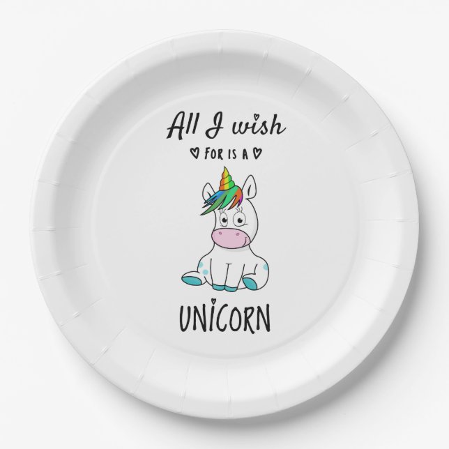All I wish for is a Unicorn Paper Plate (Front)