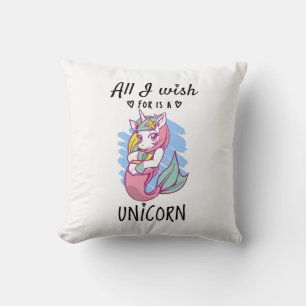 All I wish for is a Unicorn Throw Pillow
